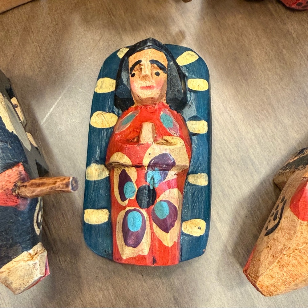 Hand-Painted Wooden Nativity Set - Multicolor Folk Art - Picture 4 of 13